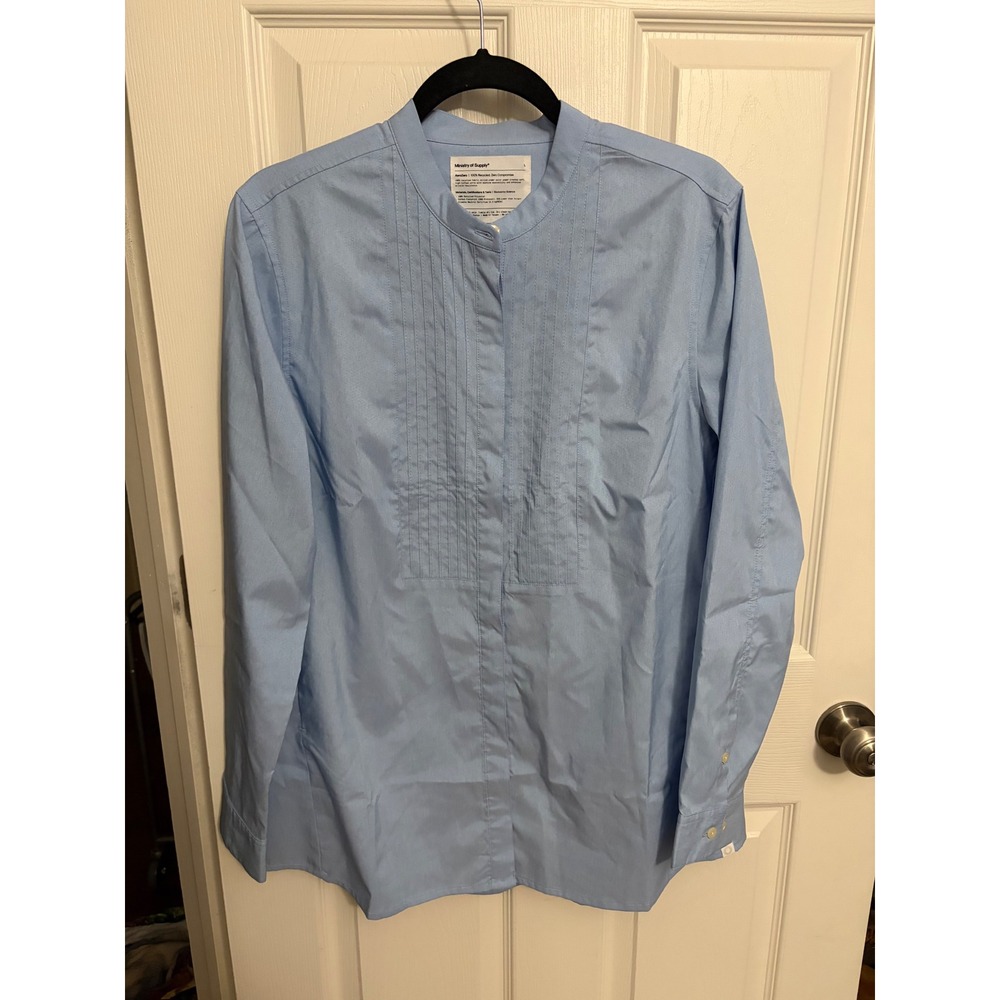 Ministry of Supply | Women's AeroZero Tuxedo Shirt Blue Sz L